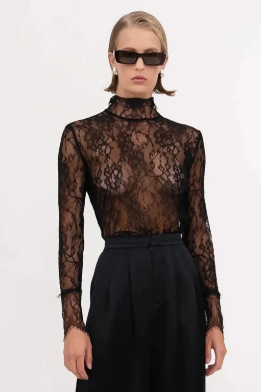 Nonchalant - Mary Lace Top - Black sold by Jessie Boutique