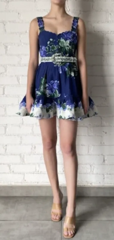 Hemant and Nandita - Short Dress With Handcrafted Button and Belt - Green/Blue sold by Jessie Boutique