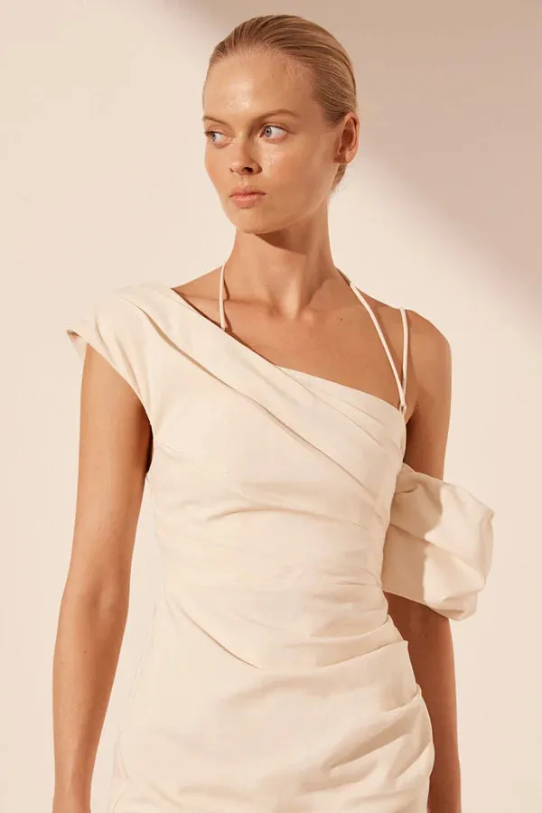 Shona Joy - Lani Asymmetrical Draped Mini Dress - Rice sold by Jessie Boutique product image thumbnail 2