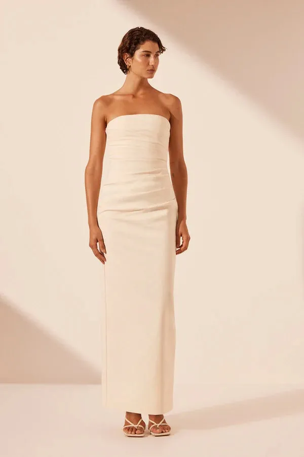 Shona Joy - Lani Strapless Draped Maxi Dress - Rice sold by Jessie Boutique
