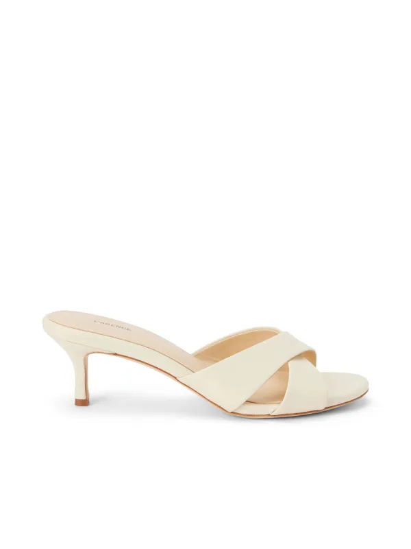 L’agence - Aveline Kitten Heel Sandal - Ecru Leather sold by Jessie Boutique