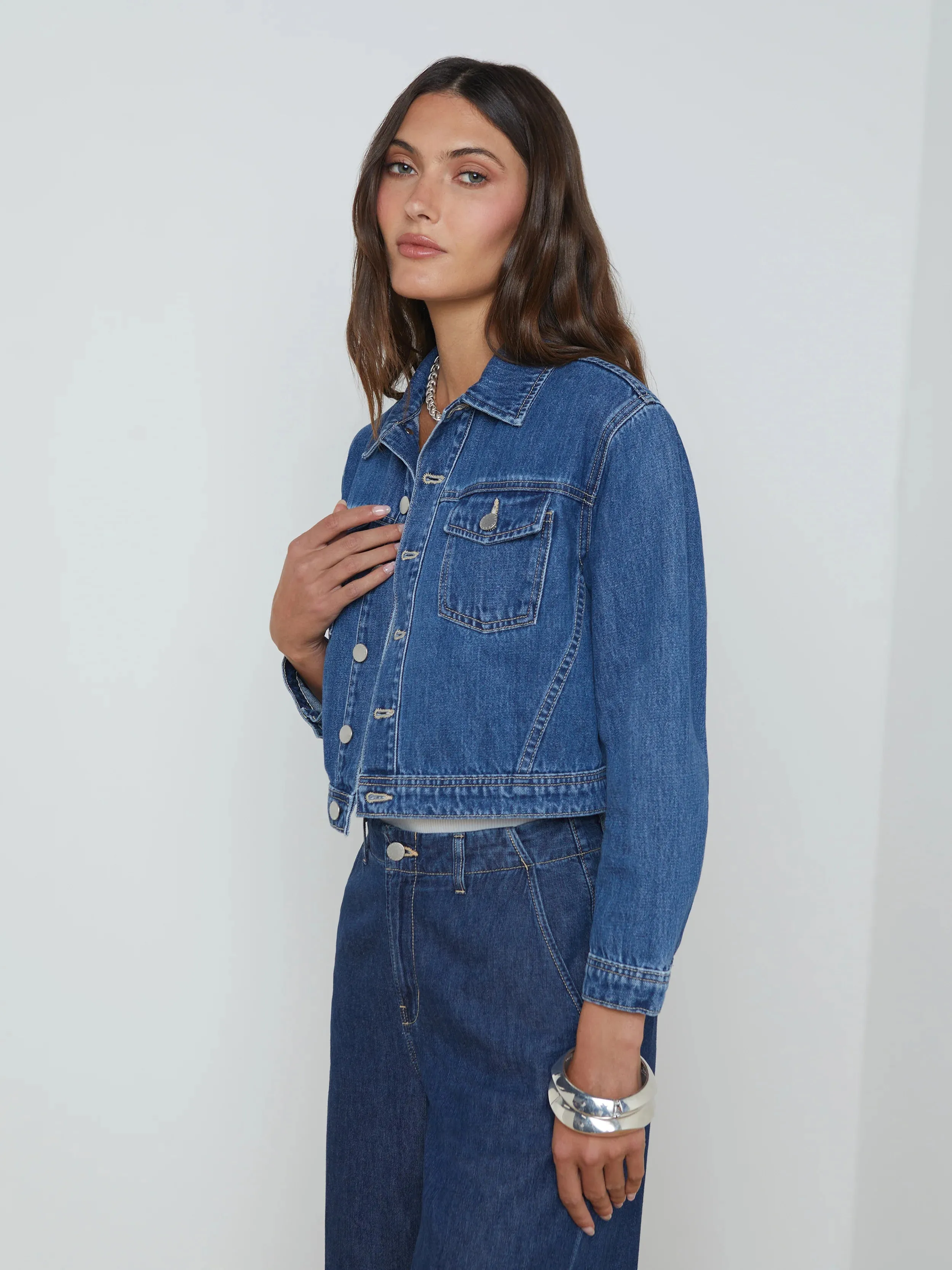 L'agence - Koda Cropped Denim Jacket - Glendora sold by Jessie Boutique product image thumbnail 3