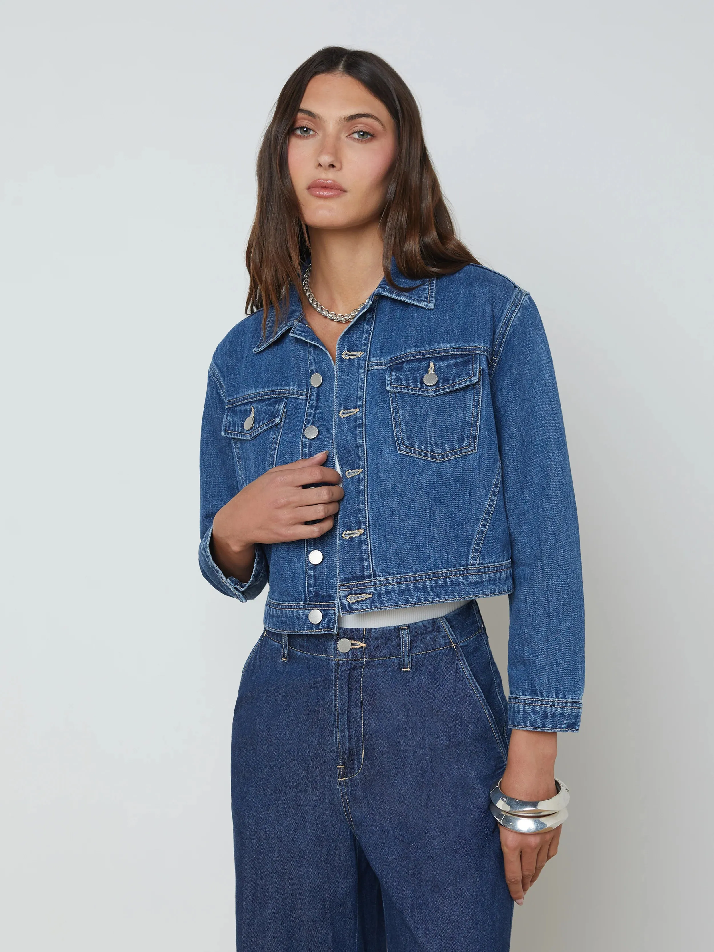 L'agence - Koda Cropped Denim Jacket - Glendora sold by Jessie Boutique