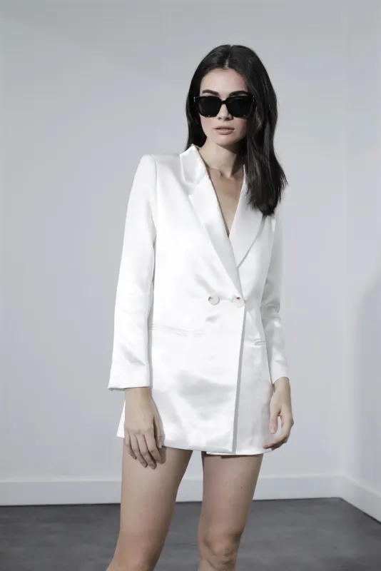 Karina Grimaldi - Taylor Satin Romper - Off White made by Karina Grimaldi