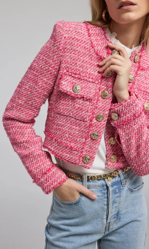 Generation love - Karson Tweed Blazer - Hot Pink/White sold by Jessie Boutique