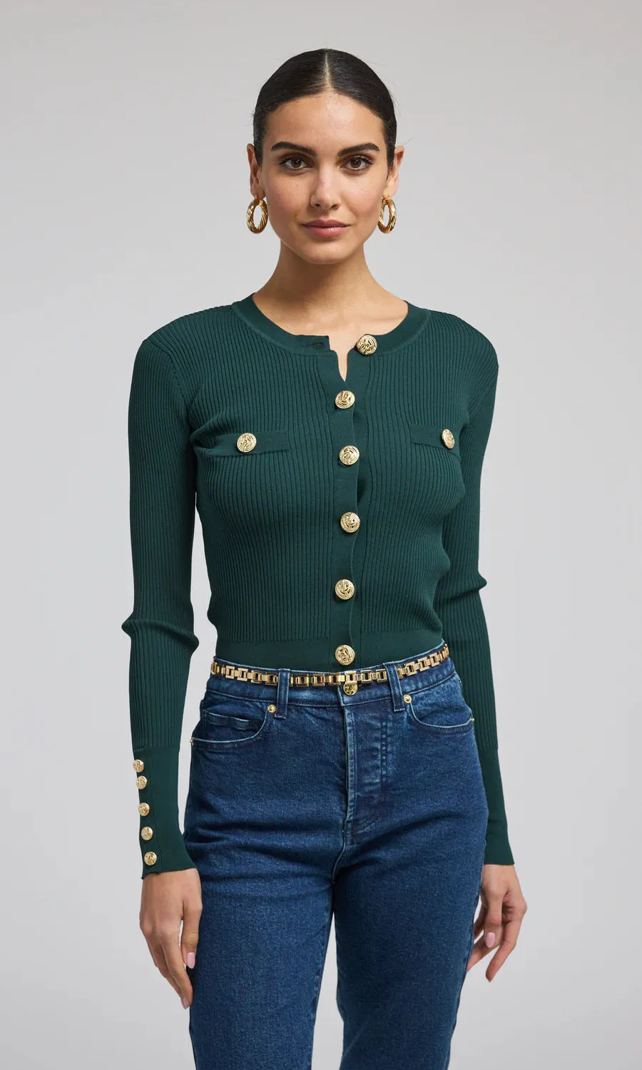 Generation Love - Pennie Rib Cardigan - Hunter Green sold by Jessie Boutique product image thumbnail 2