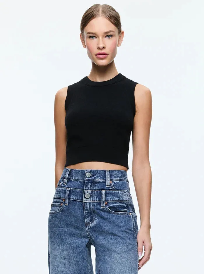 Alice + Olivia - Araceli Shell Top - Black sold by Jessie Boutique