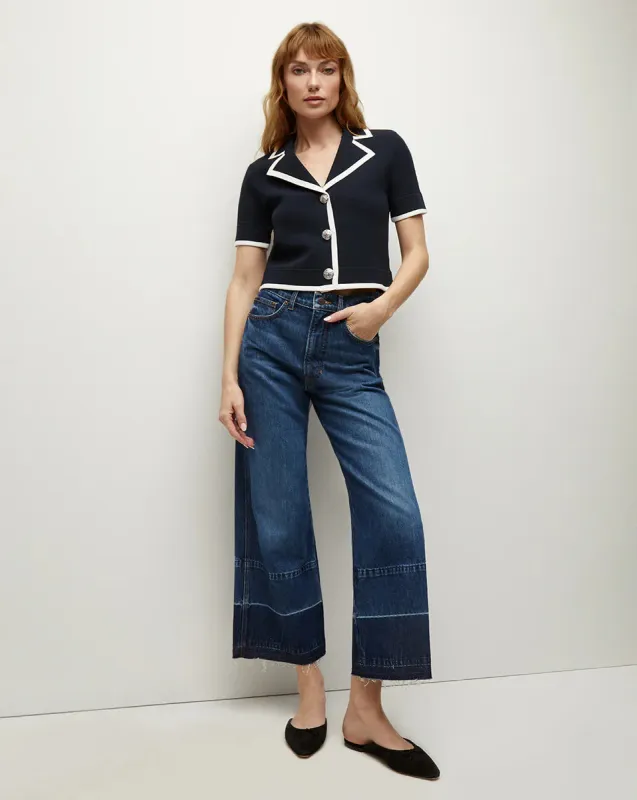 Veronica Beard - Taylor Released Hem Cropped Wide Leg Jean - Bright Blue sold by Jessie Boutique