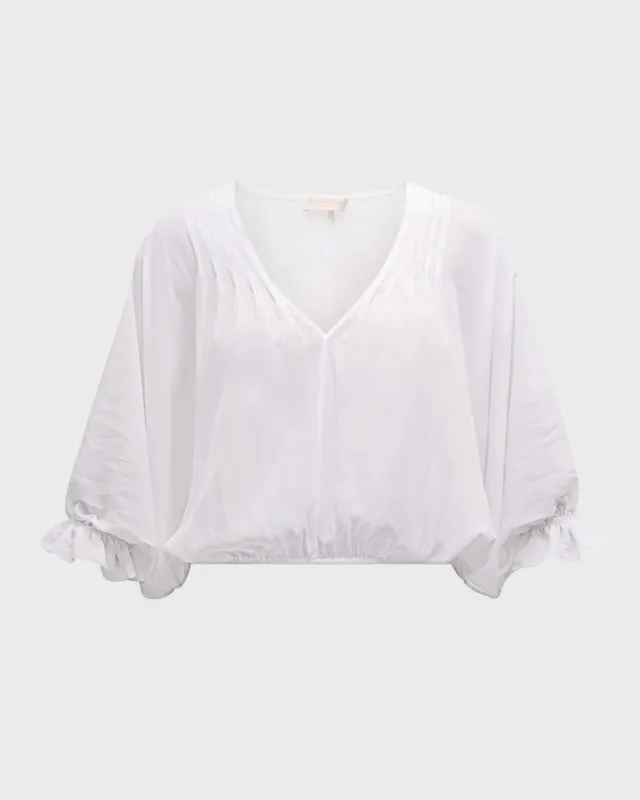 Ramy Brook - Vina V Neck Blouse - Ivory sold by Jessie Boutique
