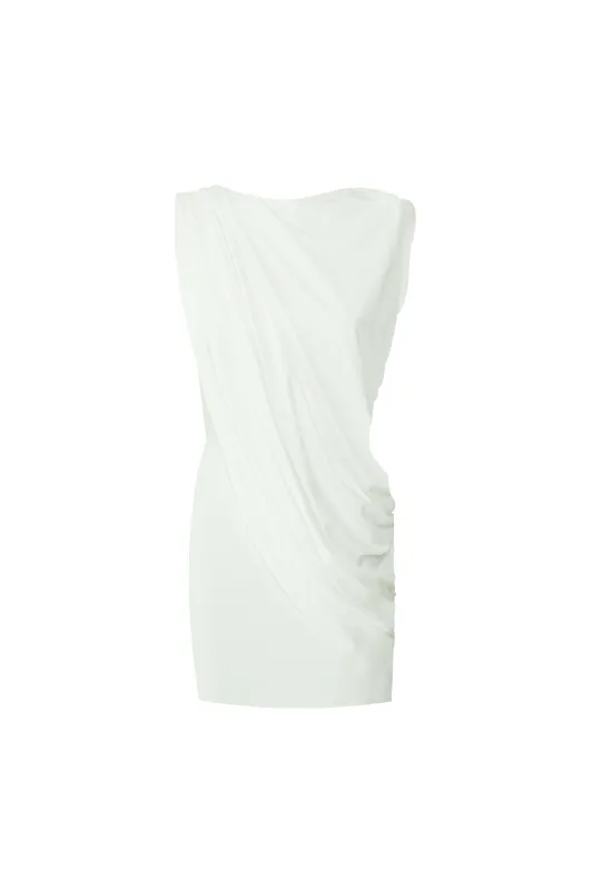 Maygel Coronel - Ricaurte Draped Mini Dress - Off-white sold by Jessie Boutique