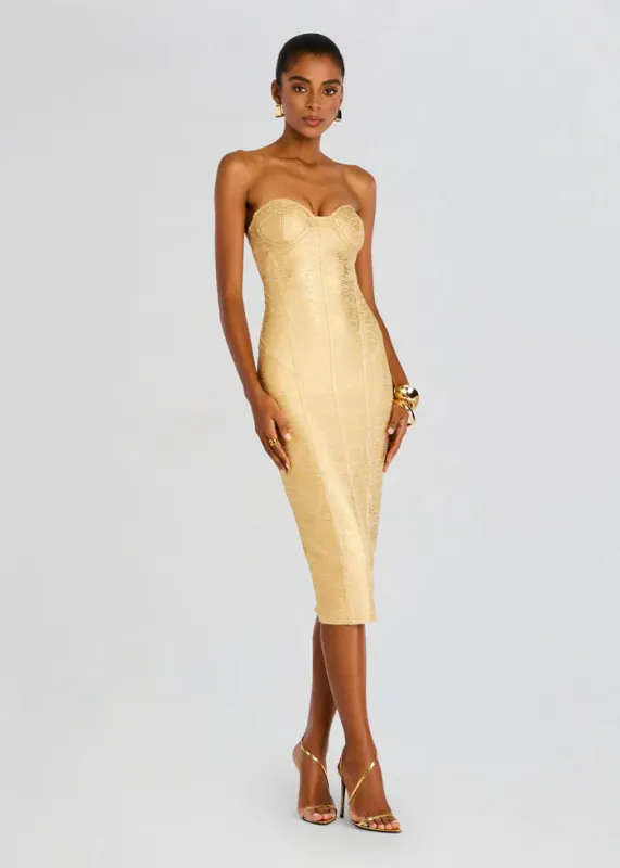 Retrofete - Charlize Coated Knit Dress - Gold sold by Jessie Boutique