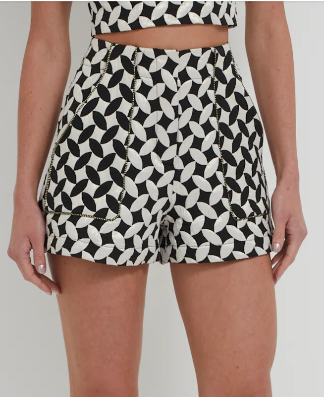Patbo - Jacquard High Waist Shorts - Black/white made by Jessie Boutique