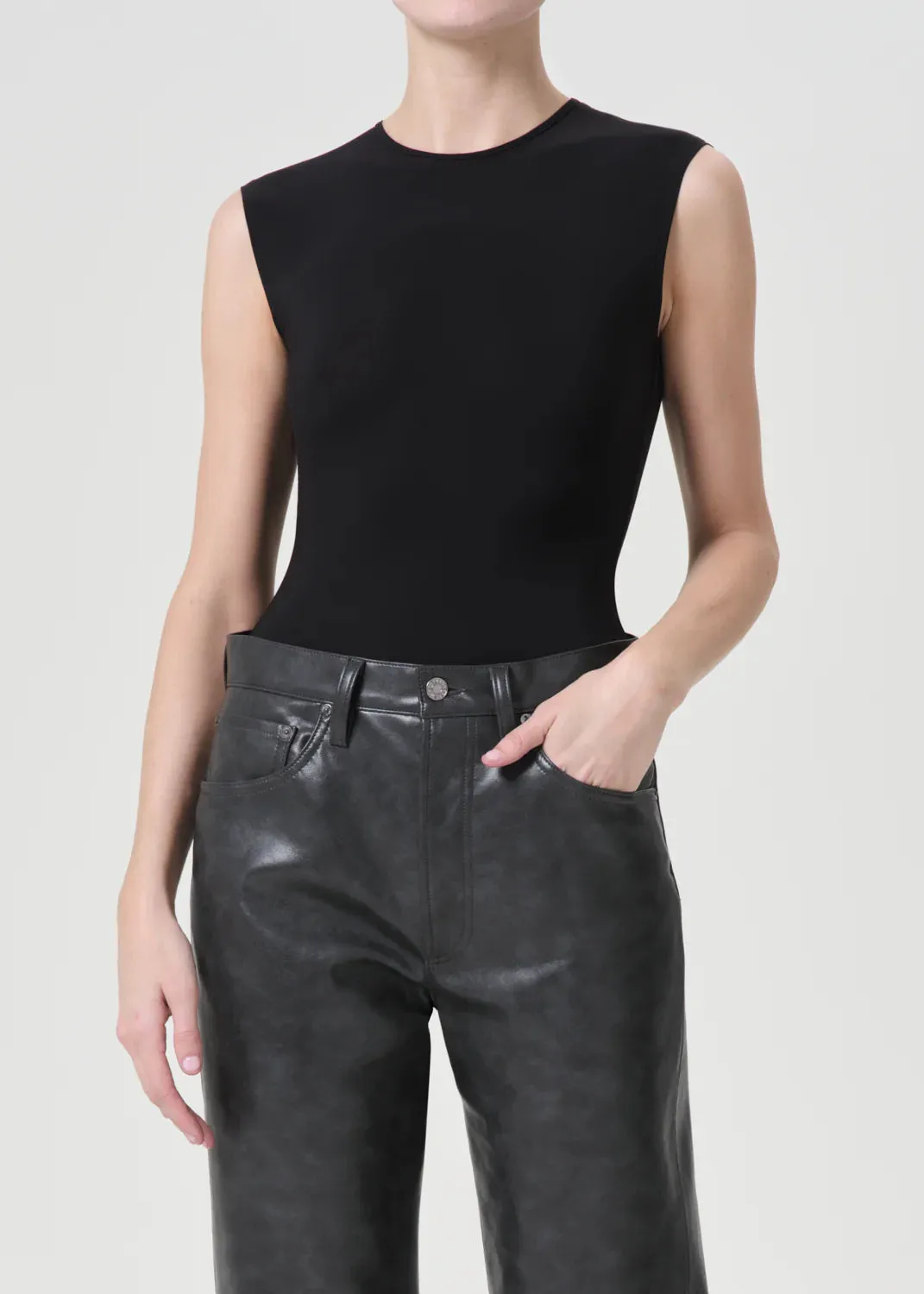 Agolde - Aura Sleeveless Bodysuit - Black sold by Jessie Boutique