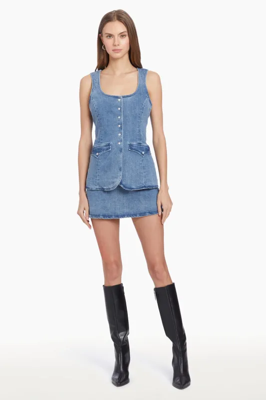 Amanda Uprichard - Kya Skort Romper - Classic Wash sold by Jessie Boutique