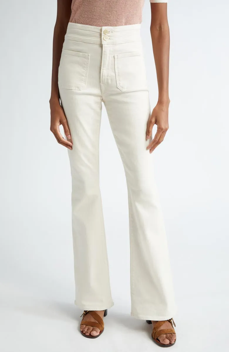 Veronica Beard - Beverly Patch Pocket Skinny Flare Jeans - Ecru sold by Jessie Boutique