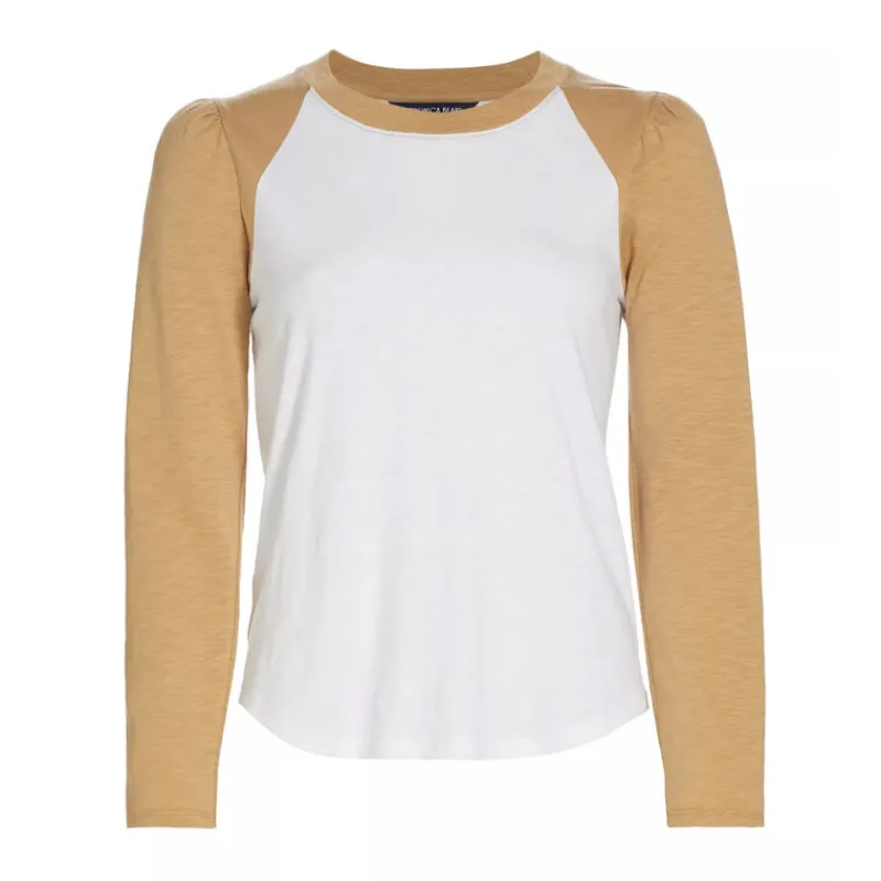 Veronica Beard - Mason Baseball Tee - Khaki/White sold by Jessie Boutique