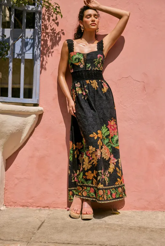 Hemant and Nandita - Pahi Long Dress - Black Off White sold by Jessie Boutique