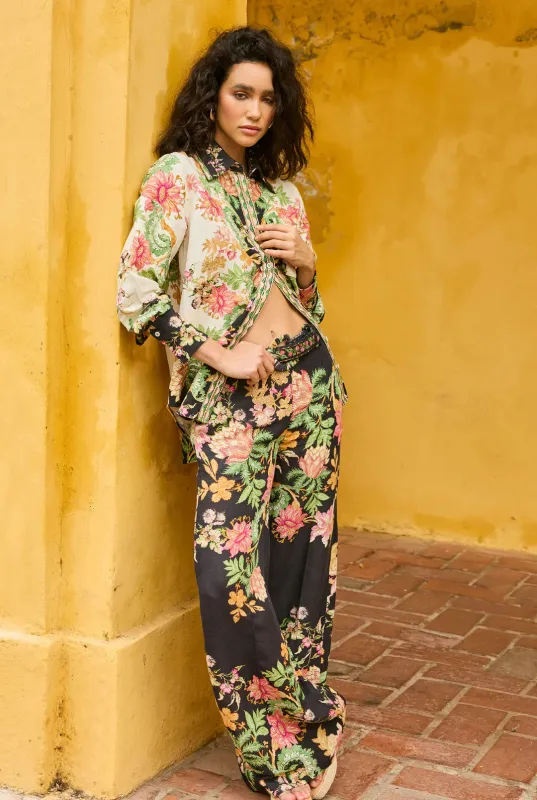 Hemant and Nandita - Pahi Oversized Shirt - Black Off White sold by Jessie Boutique