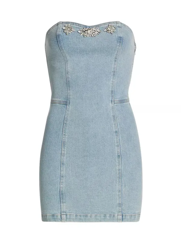 Generation love - Idara Crystal Denim Strapless Minidress - Light Blue made by Generation Love