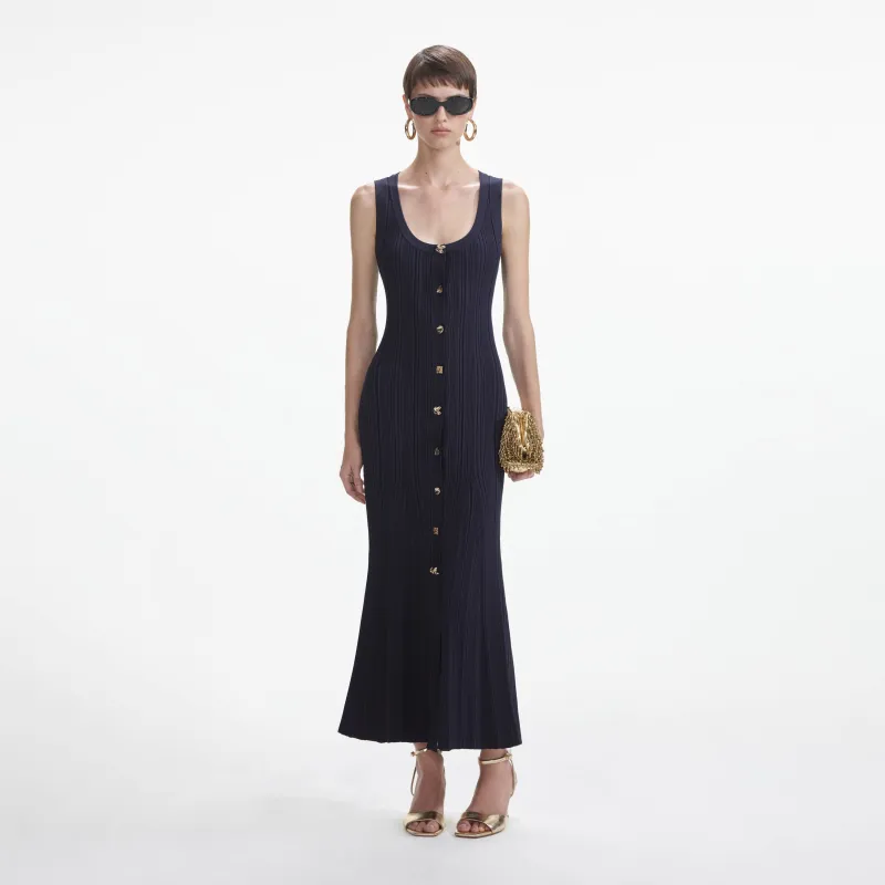 Self-portrait - Viscose Knit Midi Dress - Navy sold by Jessie Boutique