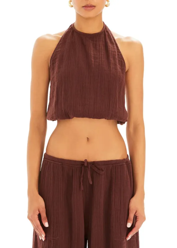 SER.O.YA - Yen Gauze Halter Top - Coconut sold by Jessie Boutique