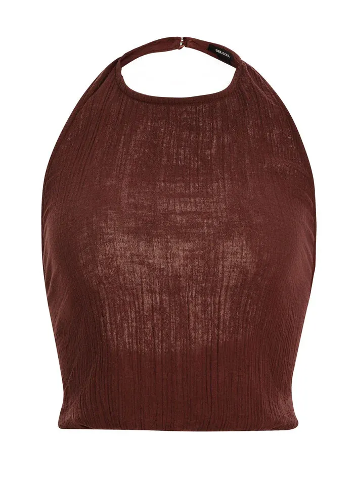 SER.O.YA - Yen Gauze Halter Top - Coconut sold by Jessie Boutique product image thumbnail 4