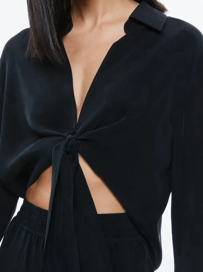 Alice + Olivia - Hannon Tie Front Button Down - Black sold by Jessie Boutique product image thumbnail 2