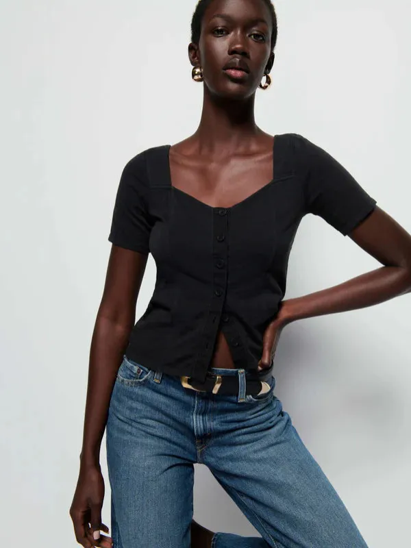 Nation LTD - Marcella Square Neck Short - Jet Black sold by Jessie Boutique