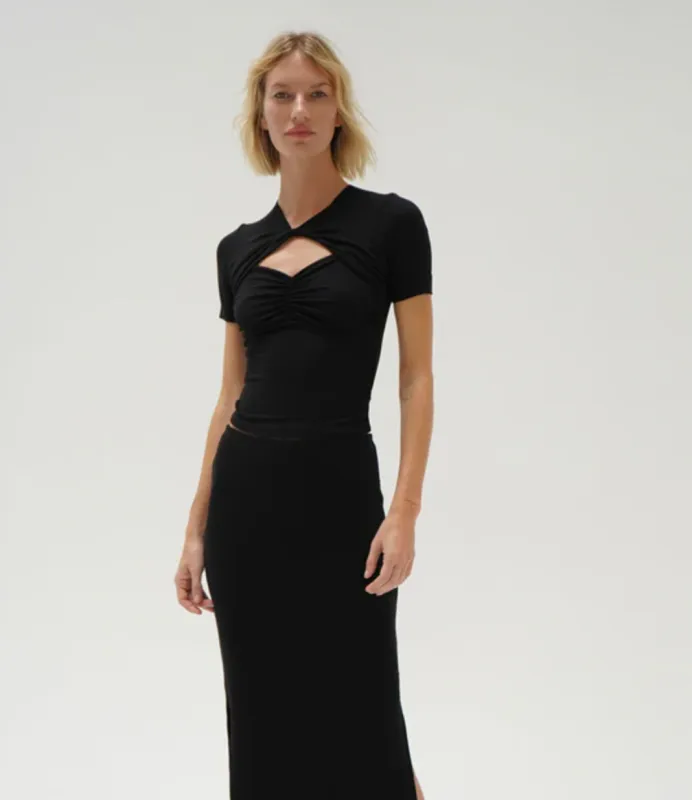 LNA - Linus Ribbed top - Black sold by Jessie Boutique