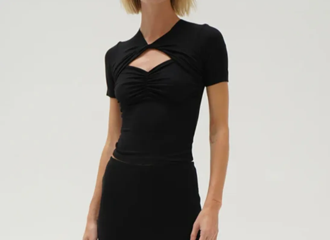 LNA - Linus Ribbed top - Black sold by Jessie Boutique product image thumbnail 2