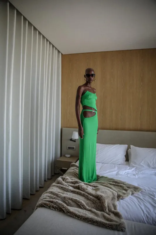 Lama Jouni - Slanted Tube Tank - Green sold by Jessie Boutique