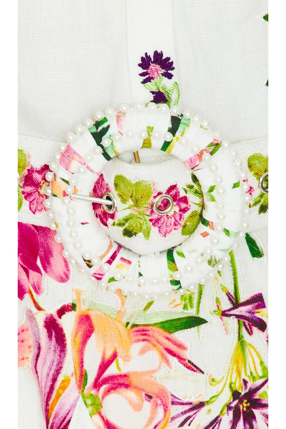 Hemant and Nandita - Short Dress With Highlight Emb And Buckle Belt - White Floral sold by Jessie Boutique product image thumbnail 3