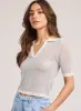 Generation love - Skyler Pointelle Top - Metallic Aqua/White sold by Jessie Boutique