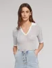 Generation love - Skyler Pointelle Top - Metallic Aqua/White sold by Jessie Boutique