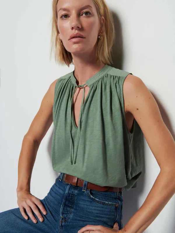 Nation LTD - Via Tie Front Flowy Tank - Sea Spray sold by Jessie Boutique