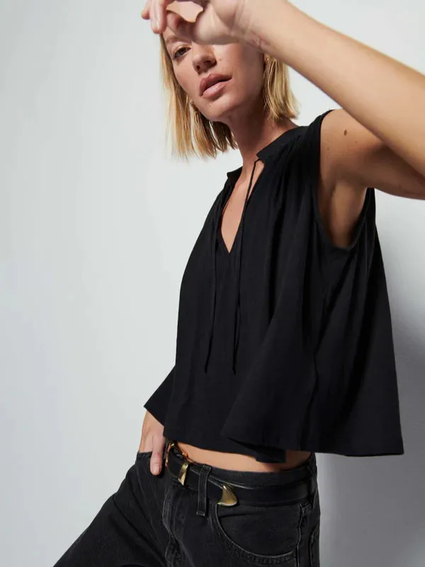 Nation LTD - Via Tie Front Flowy Tank - Jet Black sold by Jessie Boutique