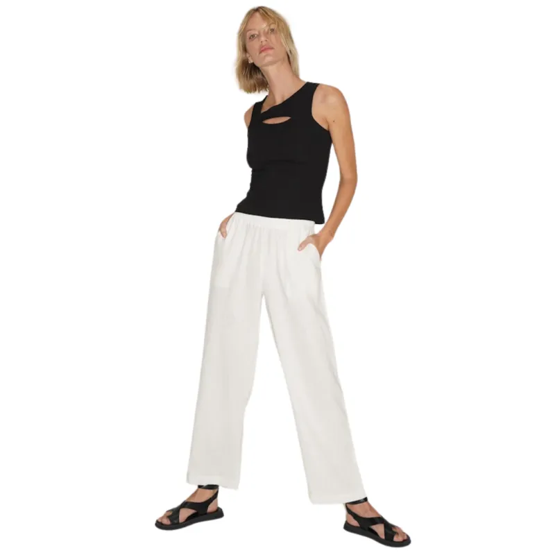 LNA - Declan Linen Elastic Waist Pant - White sold by Jessie Boutique