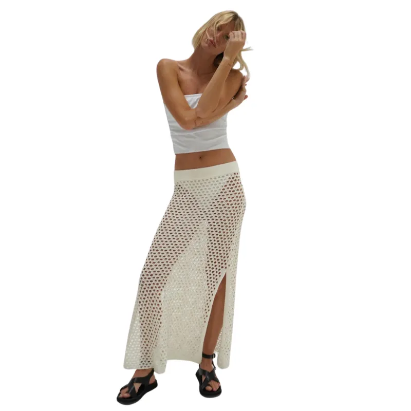 LNA - Kyle Open Knit Skirt - Ivory sold by Jessie Boutique