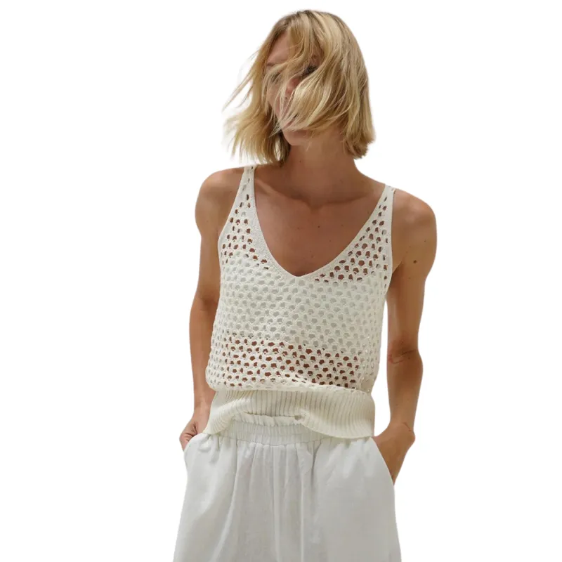 LNA - Mavi Open Knit Tank - Ivory sold by Jessie Boutique