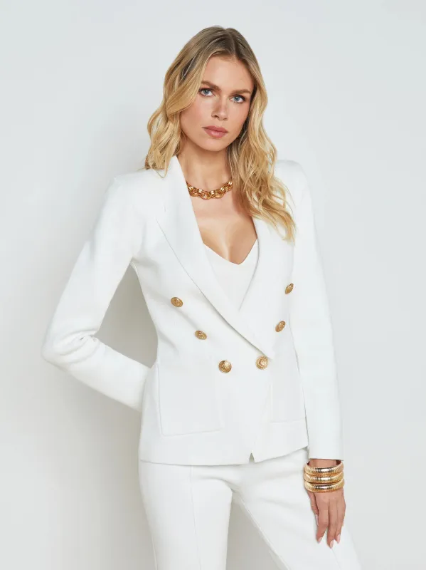 L’agence - Kenzie Knit Blazer - White/Gold sold by Jessie Boutique