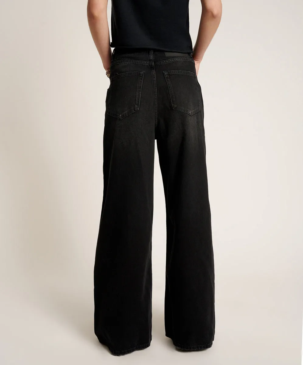 One Teaspoon - Love Machines Mid Waist Super Wide Leg Jeans - Washed Black sold by Jessie Boutique product image thumbnail 3