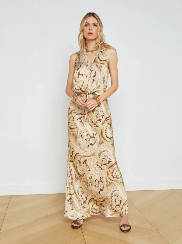 L’agence - Zeta Maxi Skirt - Ivory Multi Boute Paisley sold by Jessie Boutique