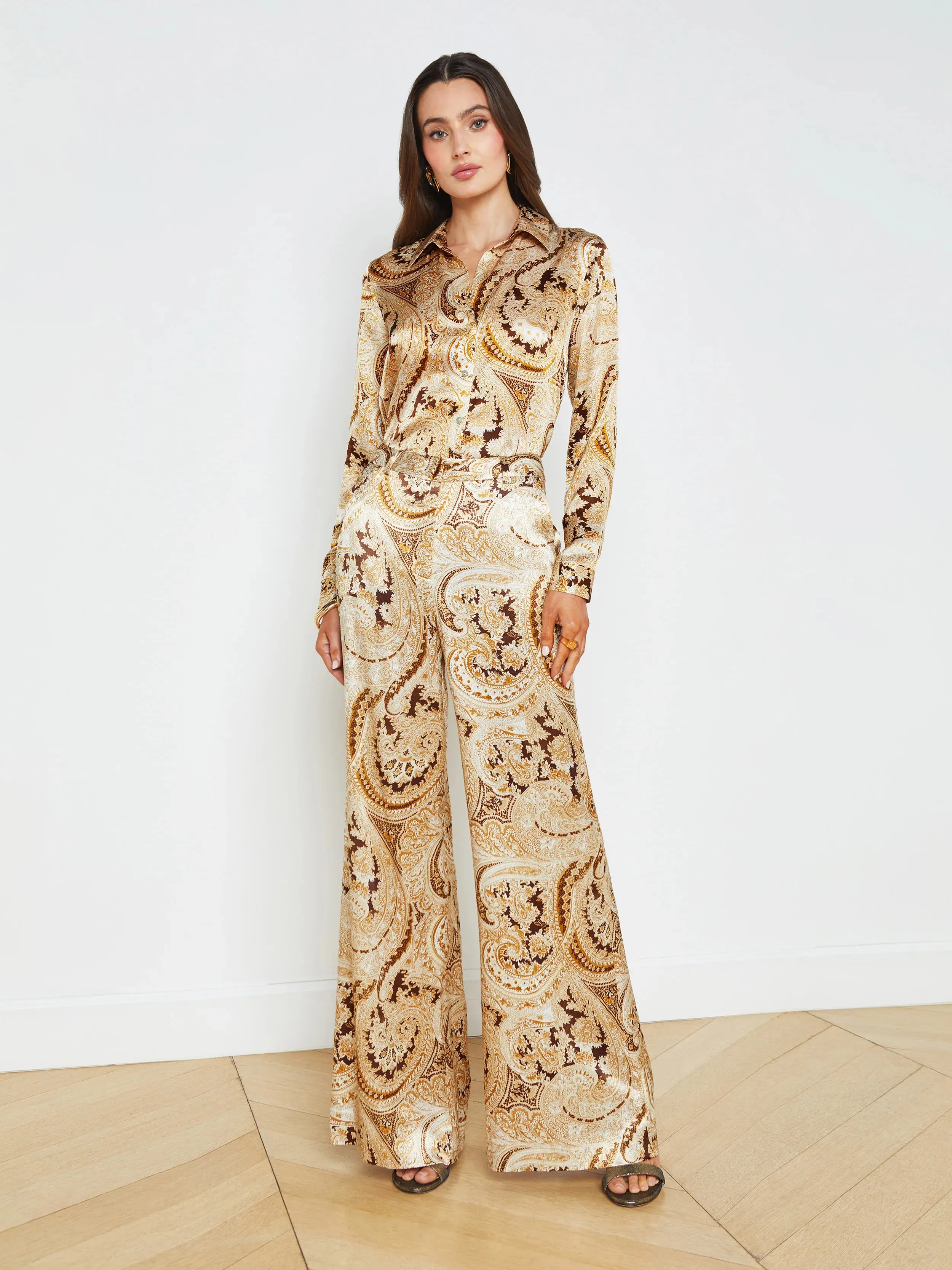 L’agence - Pilar Wide Leg Pant - Ivory Multi Boute Paisley sold by Jessie Boutique