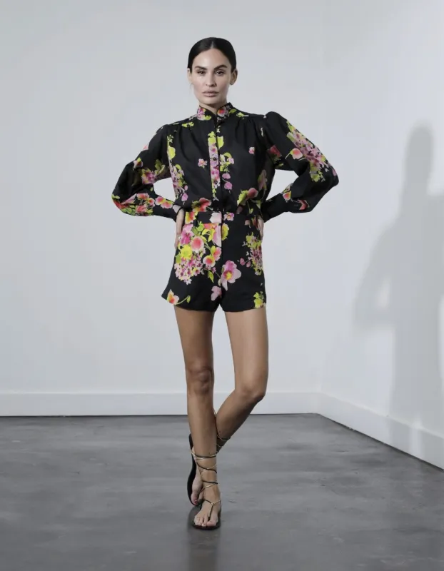 Karina Grimaldi - Felicity Print Blouse - Black Tuscan Flowers sold by Jessie Boutique