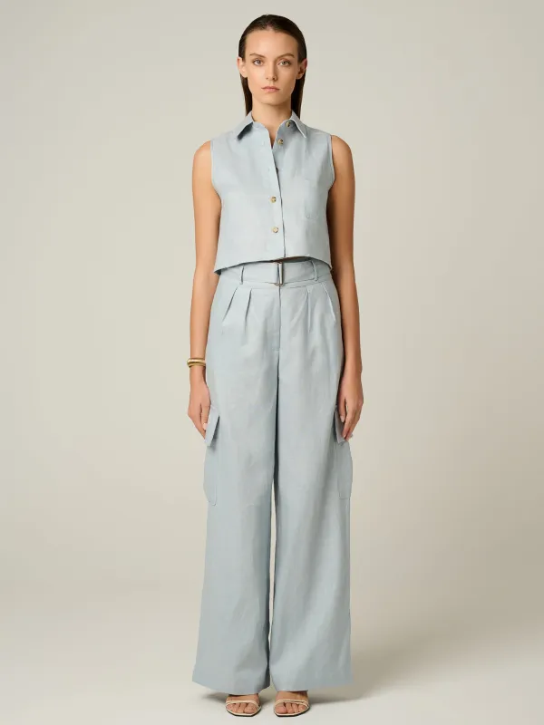 Hevron - Maggie Pant - Dusty Blue sold by Jessie Boutique