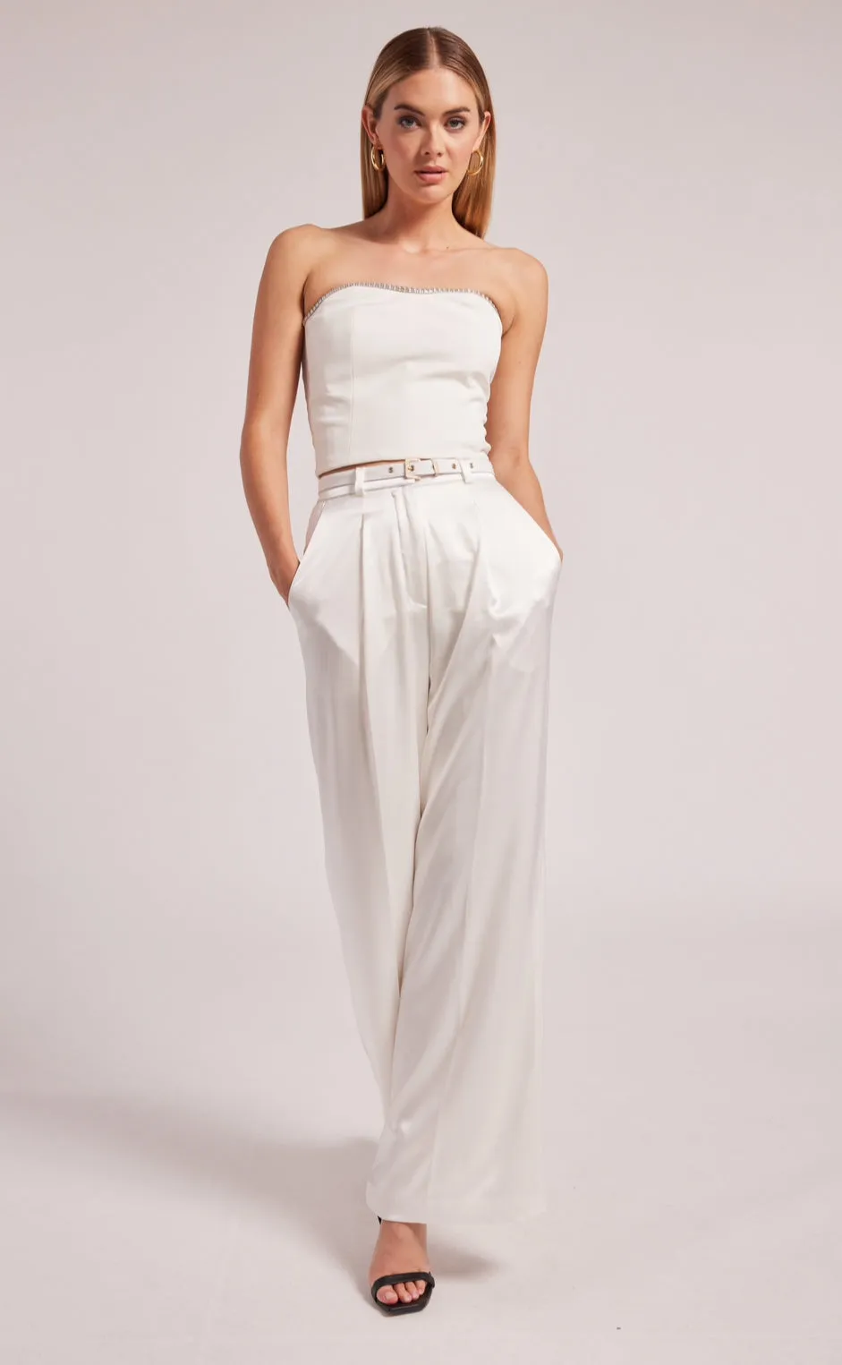 Generation Love - Alexia Satin Pants - White sold by Jessie Boutique