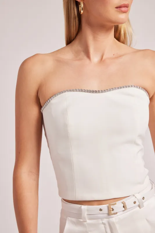 Generation Love - Ettie Crystal Crepe Bustier - White sold by Jessie Boutique
