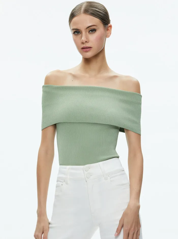 Alice + Olivia - Dolan Foldover Sleeveless Pullover - Sage sold by Jessie Boutique