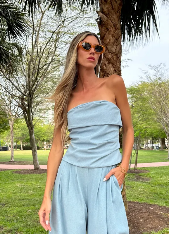 JBQ - Rovina Top - Chambray sold by Jessie Boutique