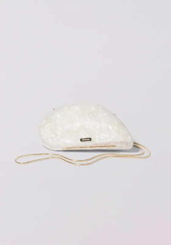 Simkhai - Bridget Pearl Oyster Clutch - Ivory sold by Jessie Boutique